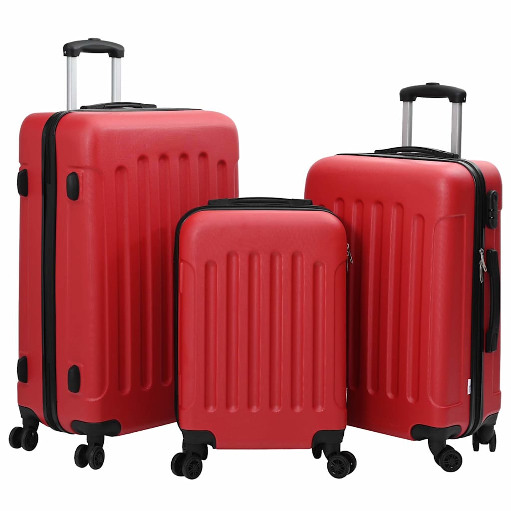 Vidaxx valise avec serrure 3 pcs rouge 50 x 31 x 78 cm plastique abs