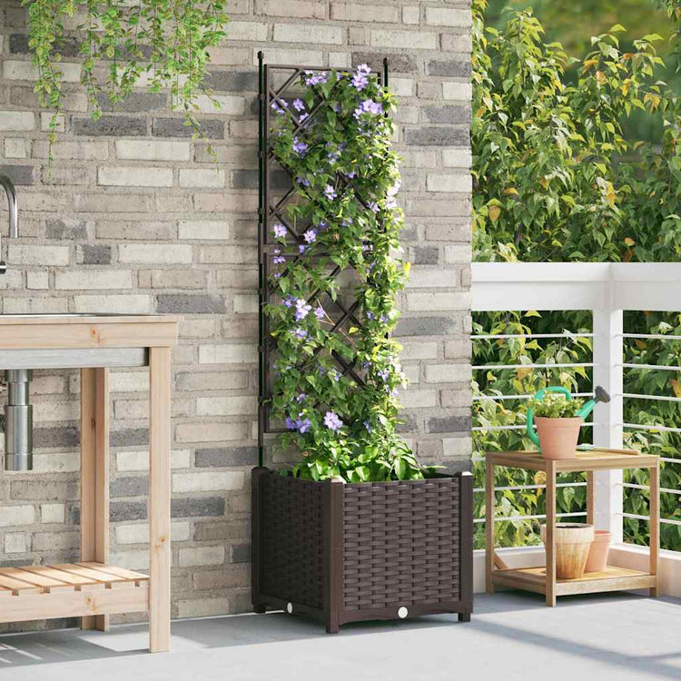 VidaXL pot de fleur de jardin marron 40 x 40 x 143 cm acier