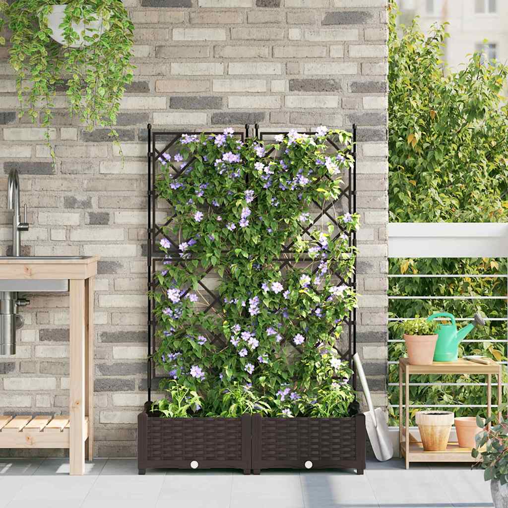 Vidaxxl pot de fleur de jardin 2 pcs marron 80 x 40 x 125,5 cm acier