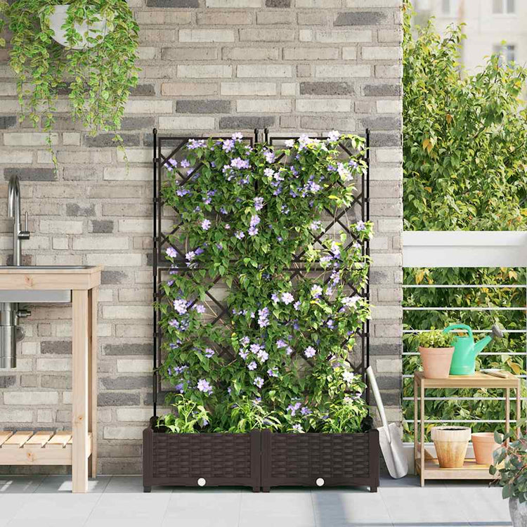 Vidaxxl pot de fleur de jardin 2 pcs marron 80 x 40 x 125,5 cm acier