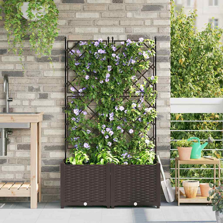 Vidaxl pot de fleur de jardin 2 pcs marron 80 x 40 x 143 cm acier
