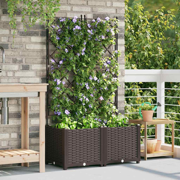 Vidaxl pot de fleur de jardin 2 pcs marron 80 x 40 x 143 cm acier