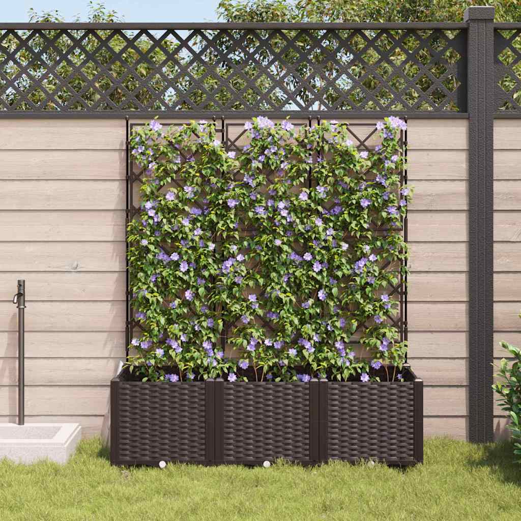Vidaxl pot de fleur de jardin 3 pcs marron 120 x 40 x 143 cm acier