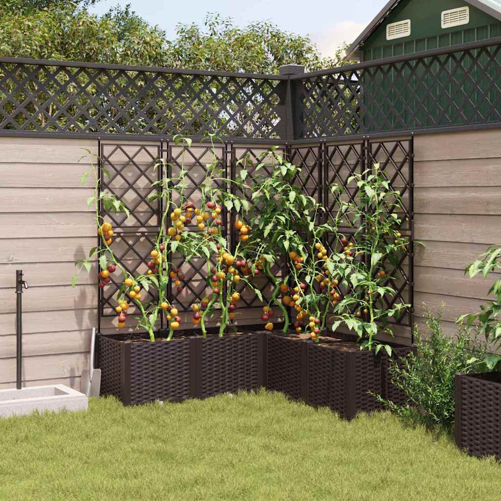 Vidaxxl pot de fleur de jardin 5 pcs marron 120 x 120 x 143 cm acier