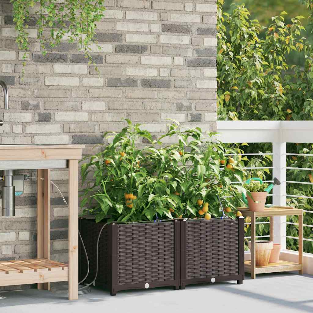 VidaXL pot de fleur de jardin 2 pcs acier marron