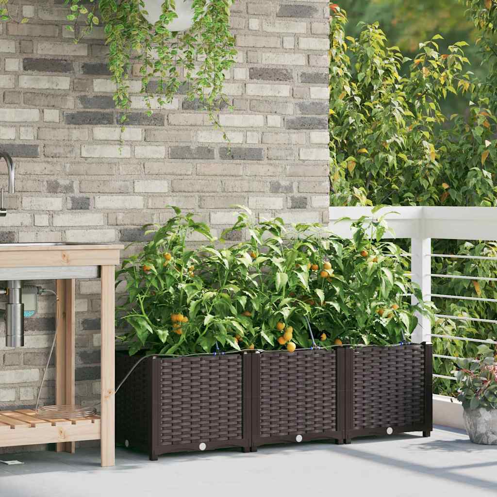 VidaXL pot de fleur de jardin 3 pcs acier marron