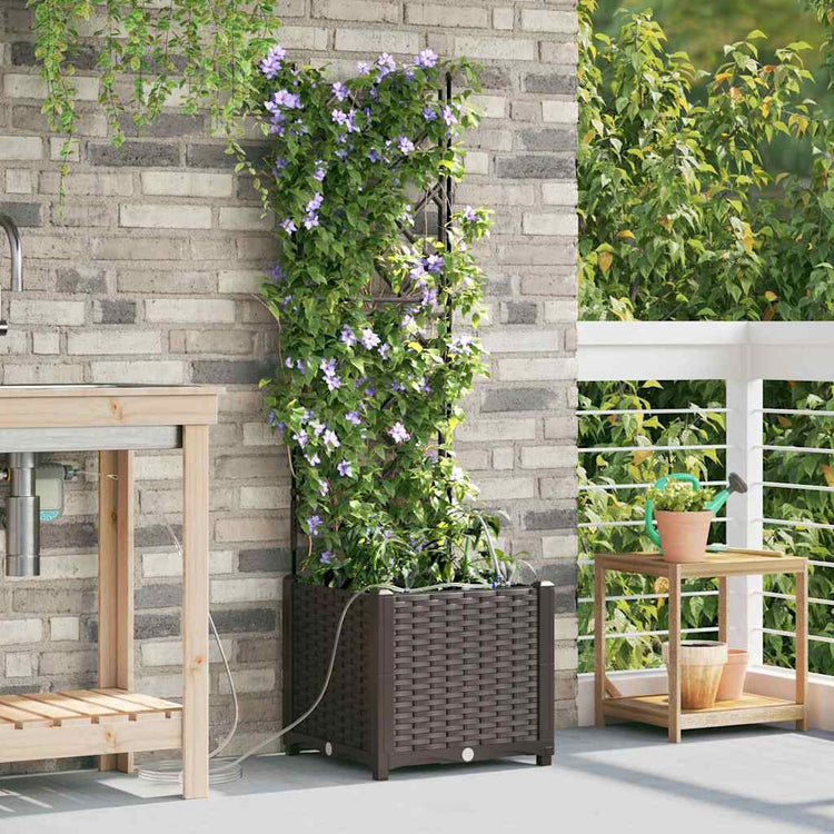 VidaXL pot de fleur de jardin marron 40 x 40 x 142 cm acier