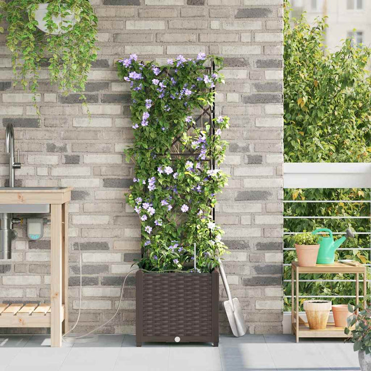 VidaXL pot de fleur de jardin marron 40 x 40 x 142 cm acier