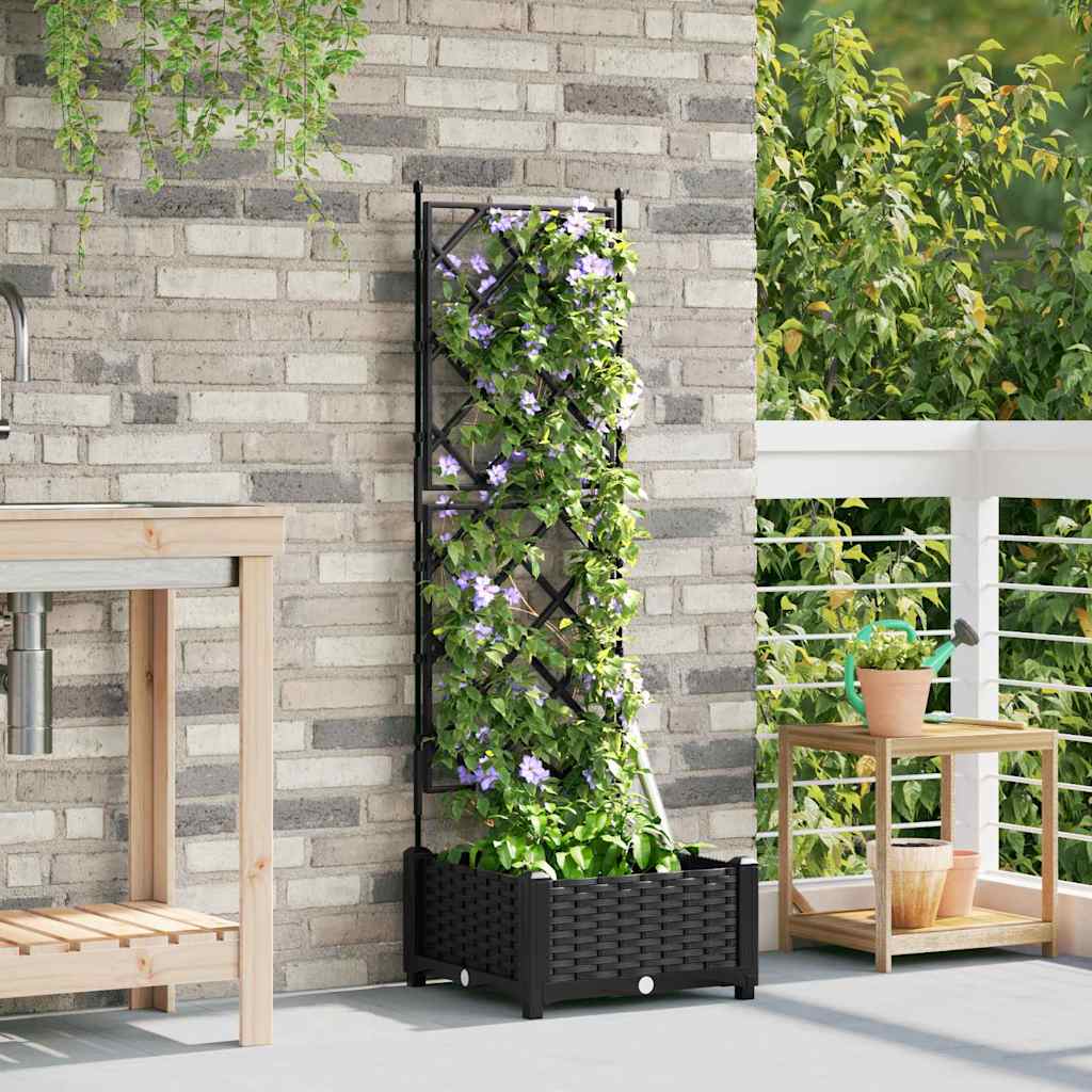 VidaXL pot de fleur de jardin noir 40 x 40 x 125,5 cm acier