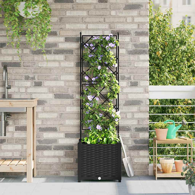 VidaXL pot de fleur de jardin noir 40 x 40 x 143 cm acier