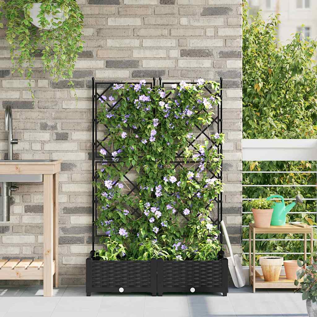 Vidaxxl pot de fleur de jardin 2 pcs noir 80 x 40 x 125,5 cm acier