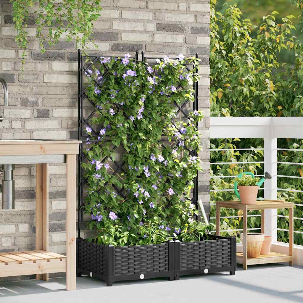 Vidaxxl pot de fleur de jardin 2 pcs noir 80 x 40 x 125,5 cm acier
