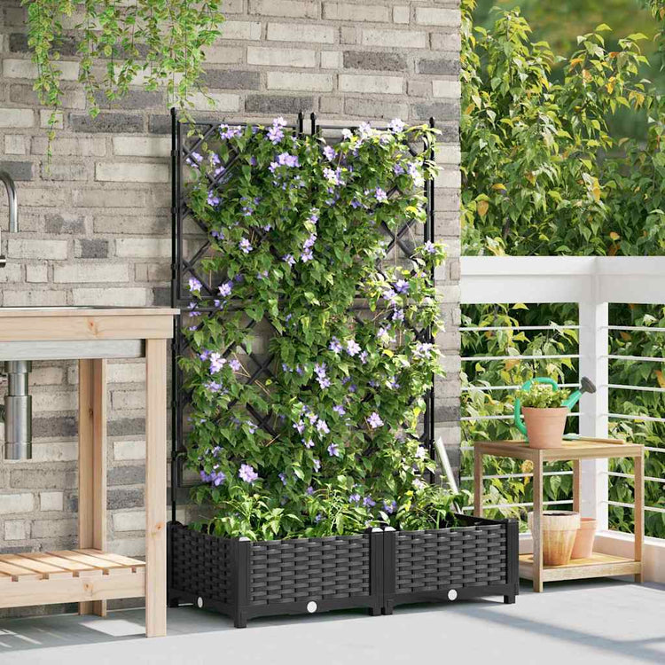 Vidaxxl pot de fleur de jardin 2 pcs noir 80 x 40 x 125,5 cm acier