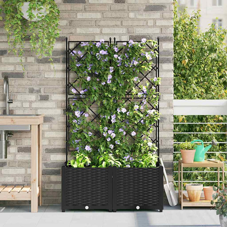 Vidaxxl pot de fleur de jardin 2 pcs noir 80 x 40 x 143 cm acier