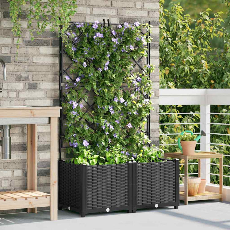 Vidaxxl pot de fleur de jardin 2 pcs noir 80 x 40 x 143 cm acier