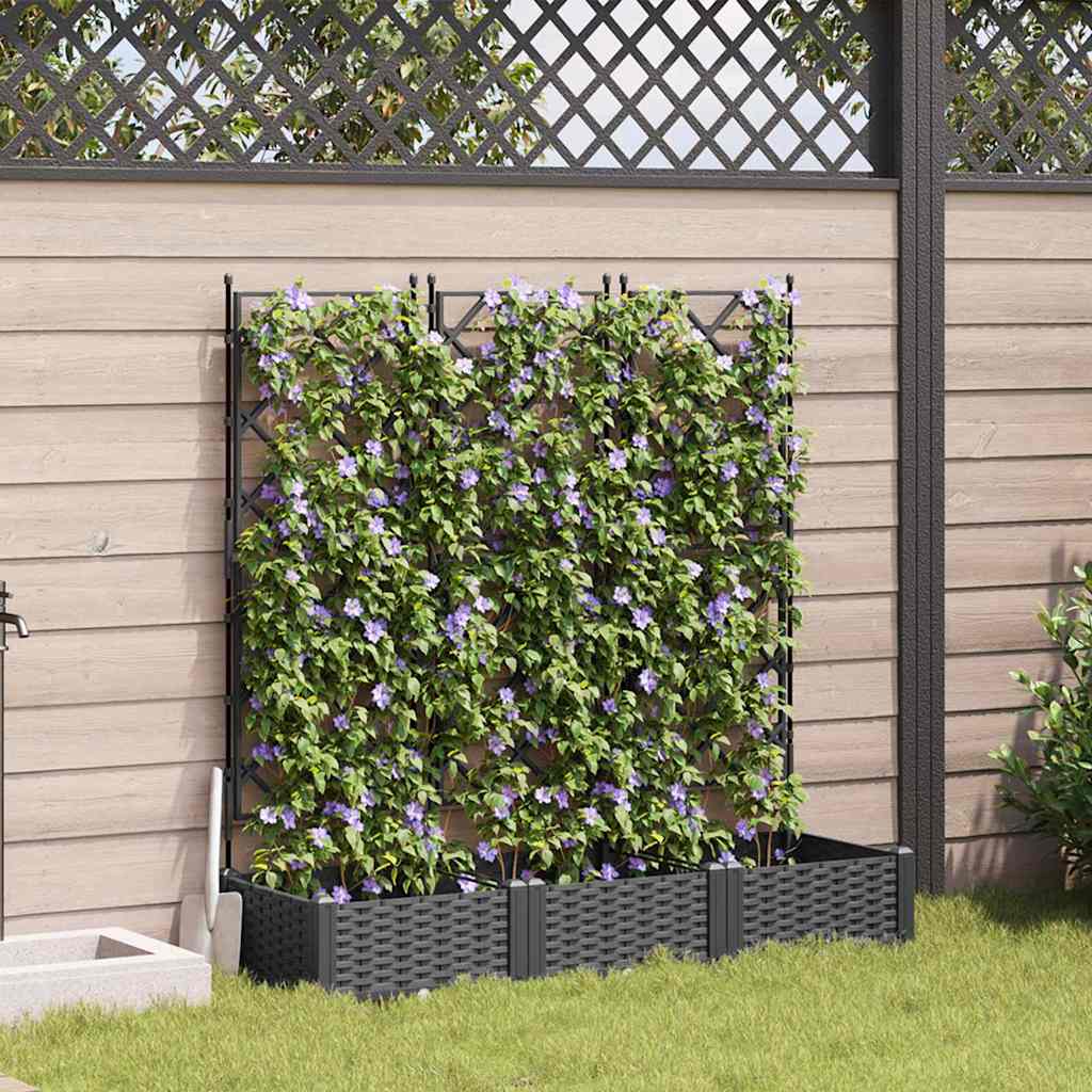 Vidaxxl pot de fleur de jardin 3 pcs noir 120 x 40 x 125,5 cm acier