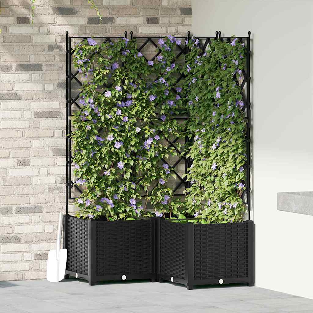 Vidaxxl pot de fleur de jardin 3 pcs noir 80 x 80 x 143 cm acier