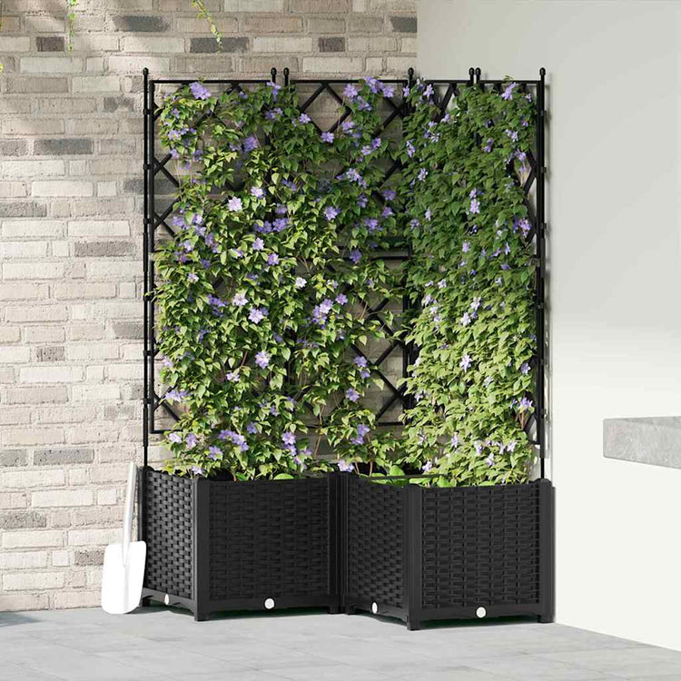 Vidaxxl pot de fleur de jardin 3 pcs noir 80 x 80 x 143 cm acier