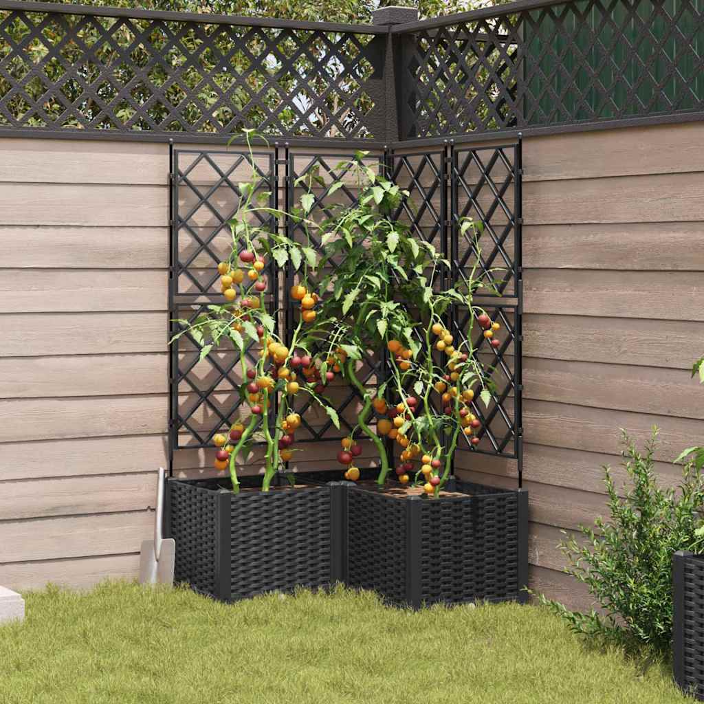 Vidaxxl pot de fleur de jardin 3 pcs noir 80 x 80 x 143 cm acier