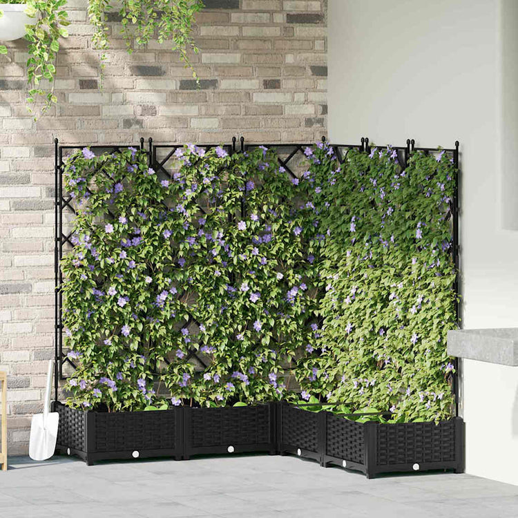 Vidaxxl pot de fleur de jardin 5 pcs noir 120 x 120 x 125,5 cm acier