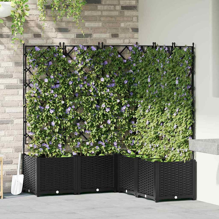 Vidaxxl pot de fleur de jardin 5 pcs noir 120 x 120 x 143 cm acier