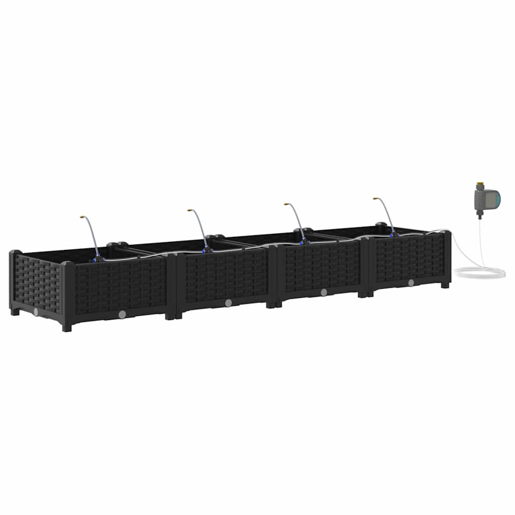 VidaXL pot de fleur de jardin 4 pcs acier noir