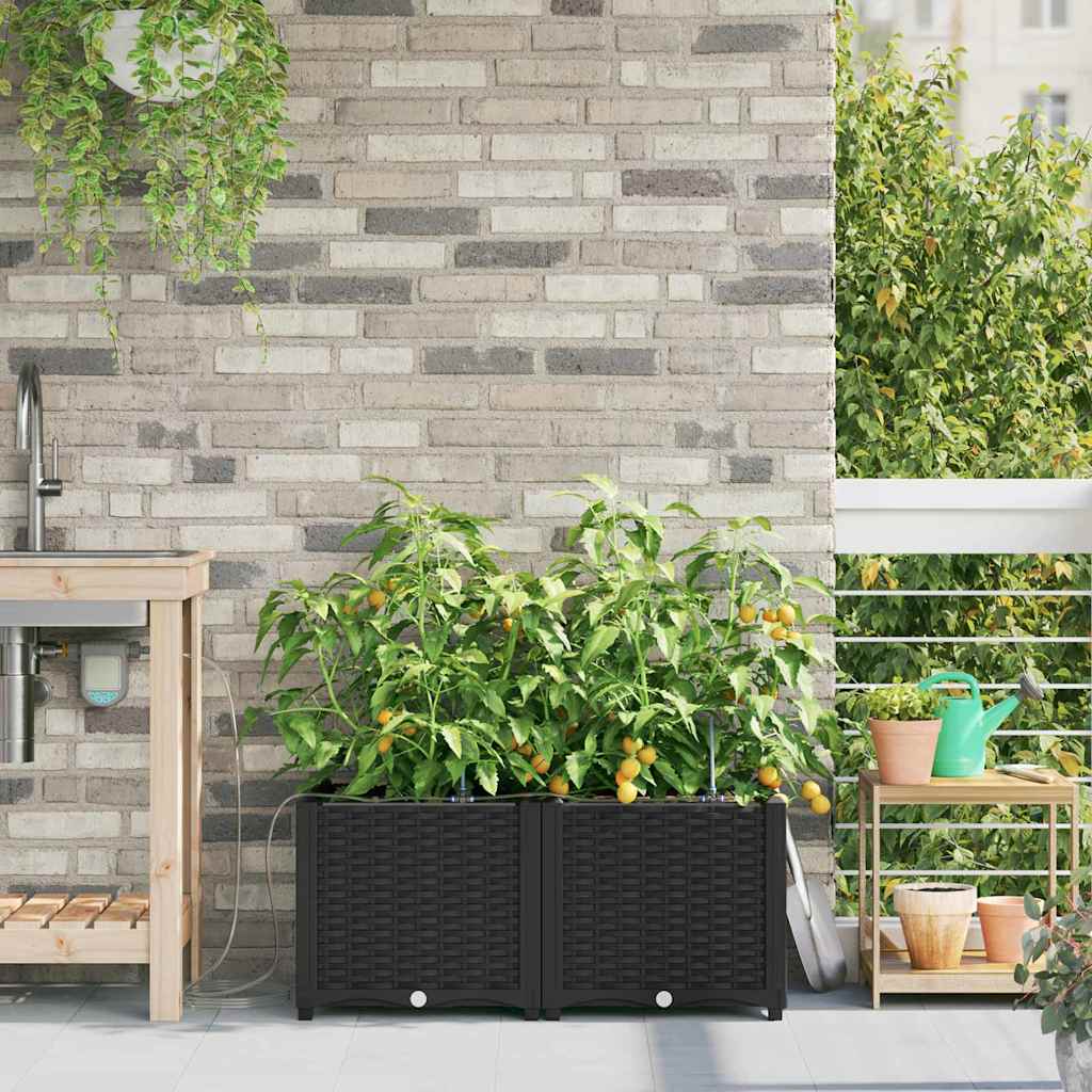 VidaXL pot de fleur de jardin 2 pcs acier noir