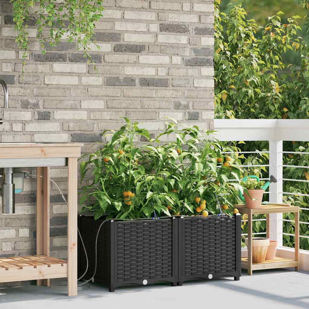 VidaXL pot de fleur de jardin 2 pcs acier noir