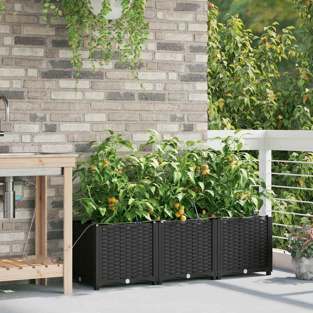 VidaXL pot de fleur de jardin 3 pcs acier noir