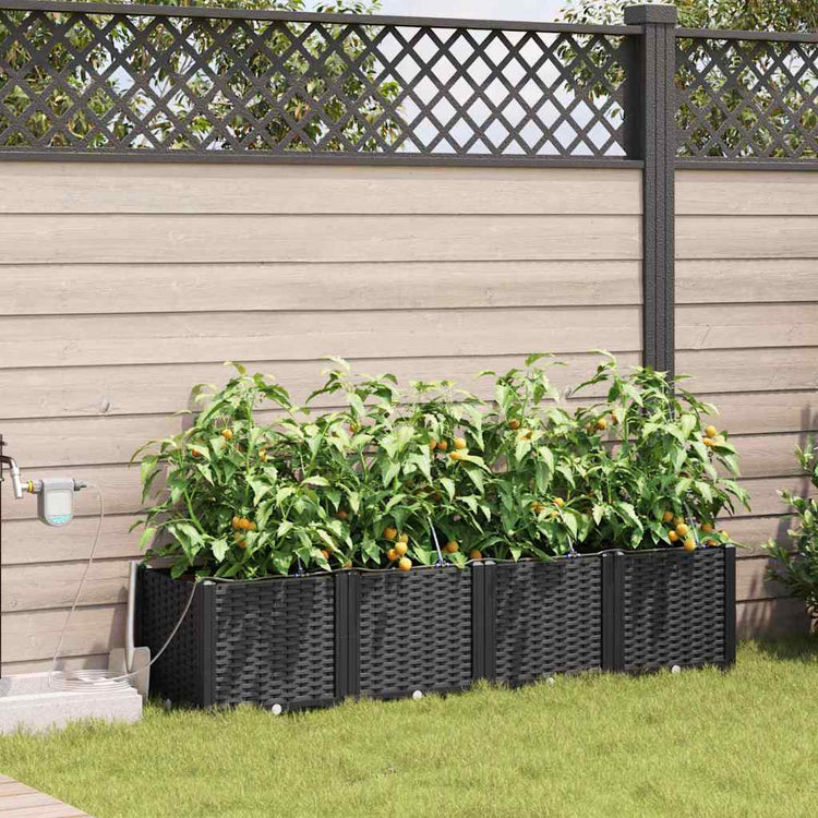 VidaXL pot de fleur de jardin 4 pcs acier noir