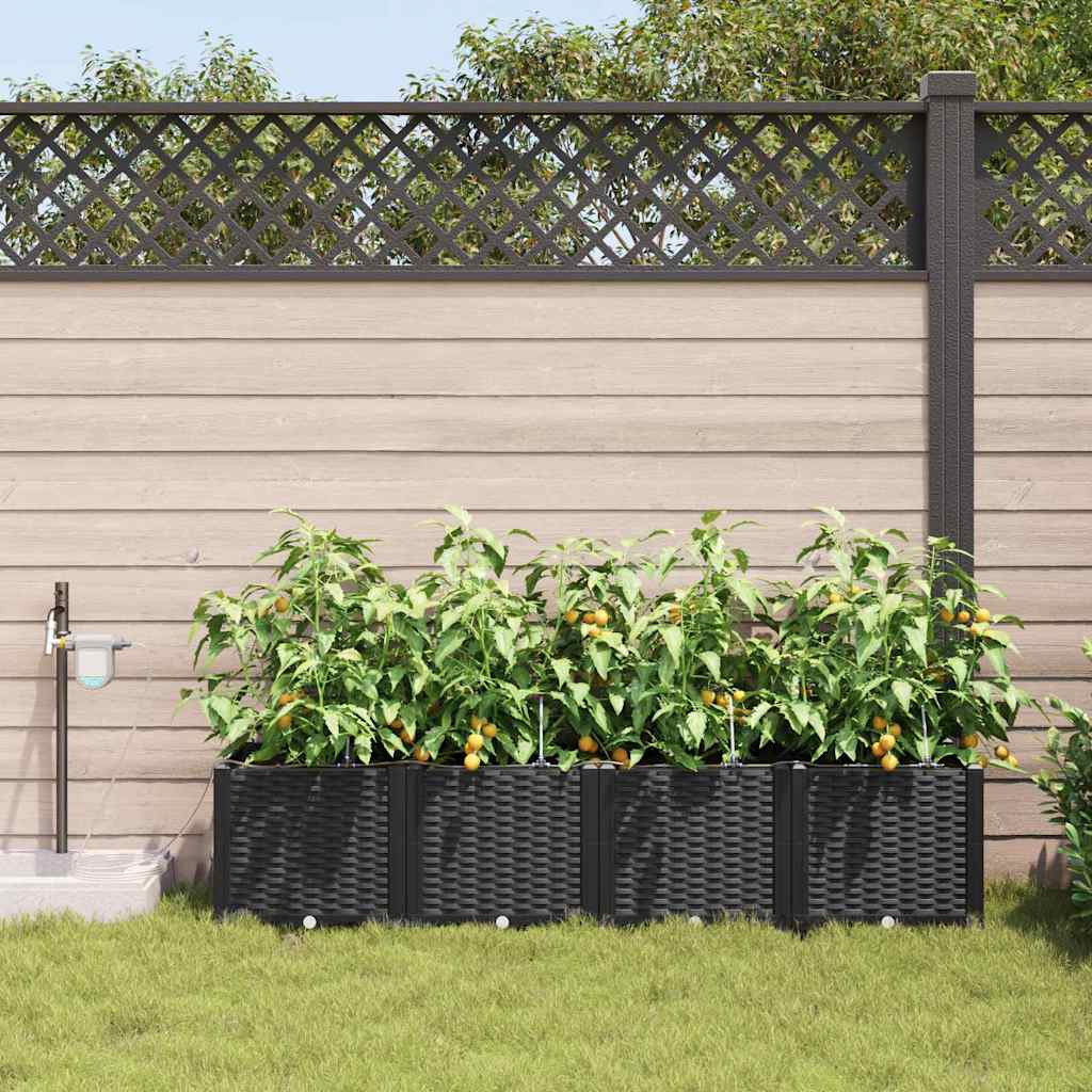 VidaXL pot de fleur de jardin 4 pcs acier noir
