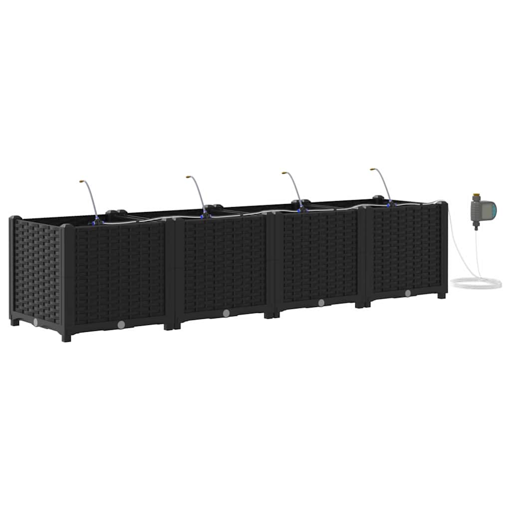 VidaXL pot de fleur de jardin 4 pcs acier noir