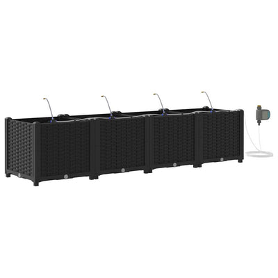 VidaXL pot de fleur de jardin 4 pcs acier noir