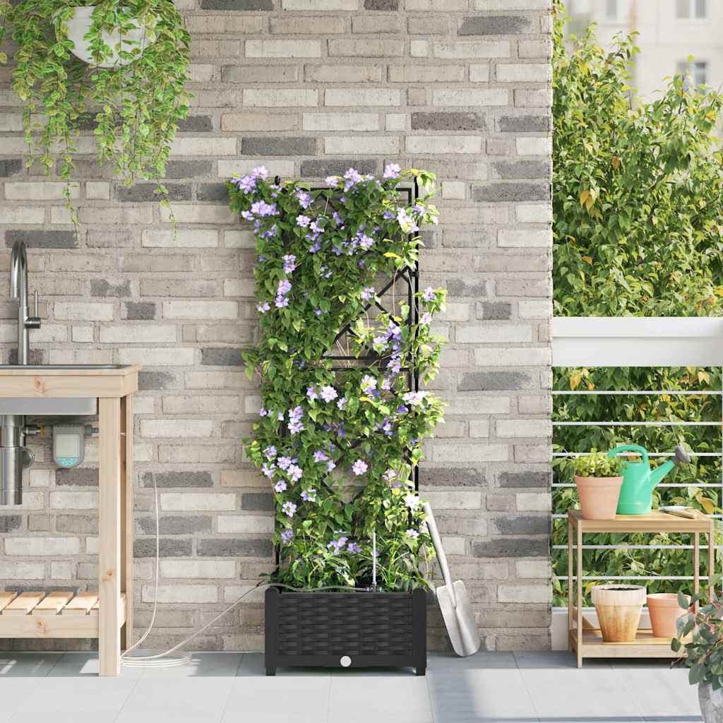 VidaXL pot de fleur de jardin noir 40 x 40 x 126 cm acier