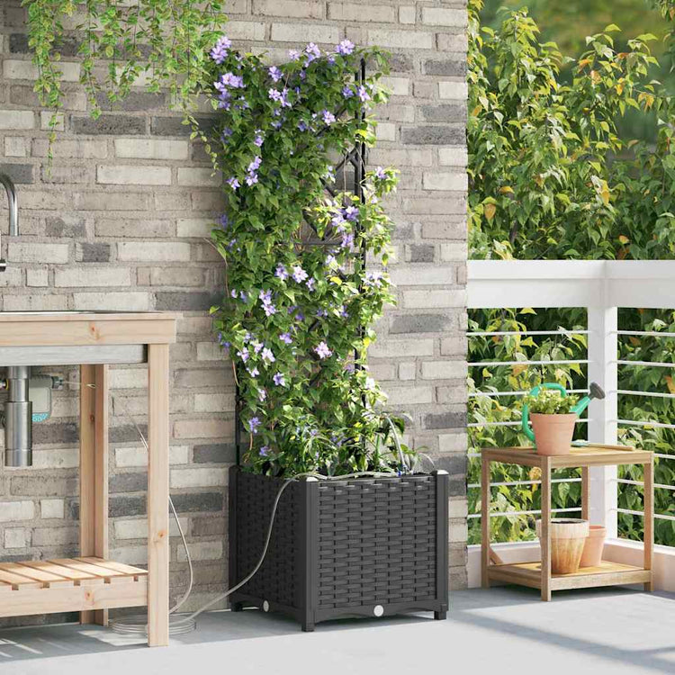 Vidaxx pot de fleur de jardin noir 40 x 40 x 142 cm acier