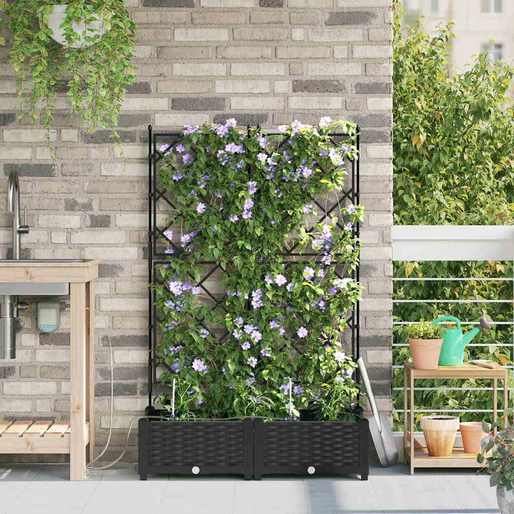 VidaXL pot de fleur de jardin 2 pcs acier noir