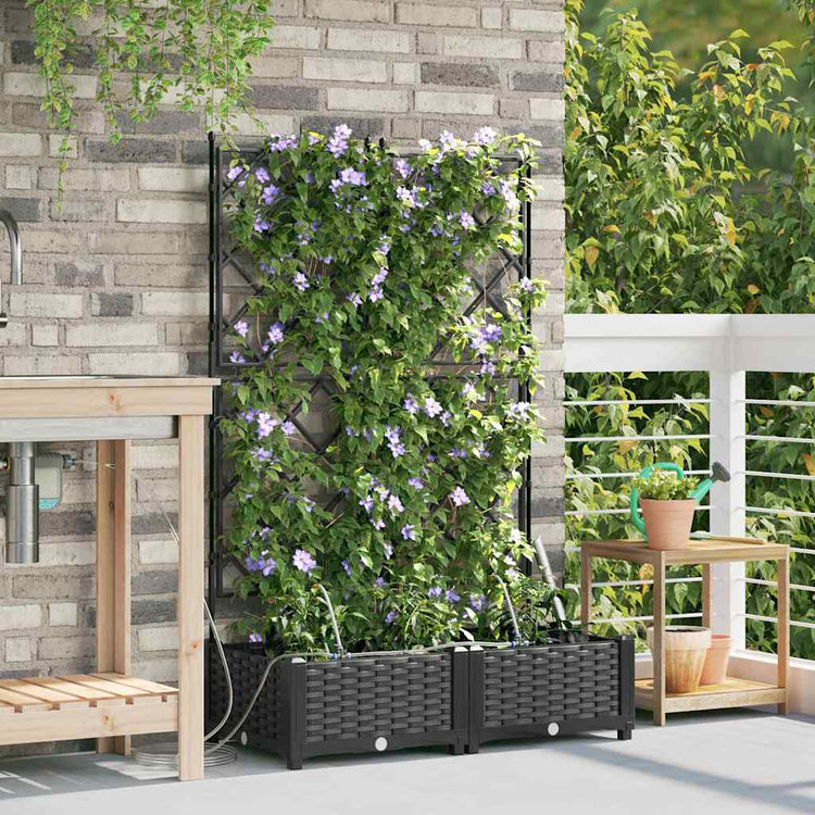 VidaXL pot de fleur de jardin 2 pcs acier noir