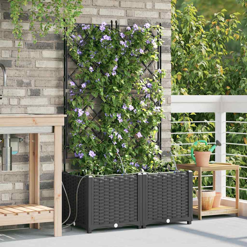 VidaXL pot de fleur de jardin 2 pcs acier noir