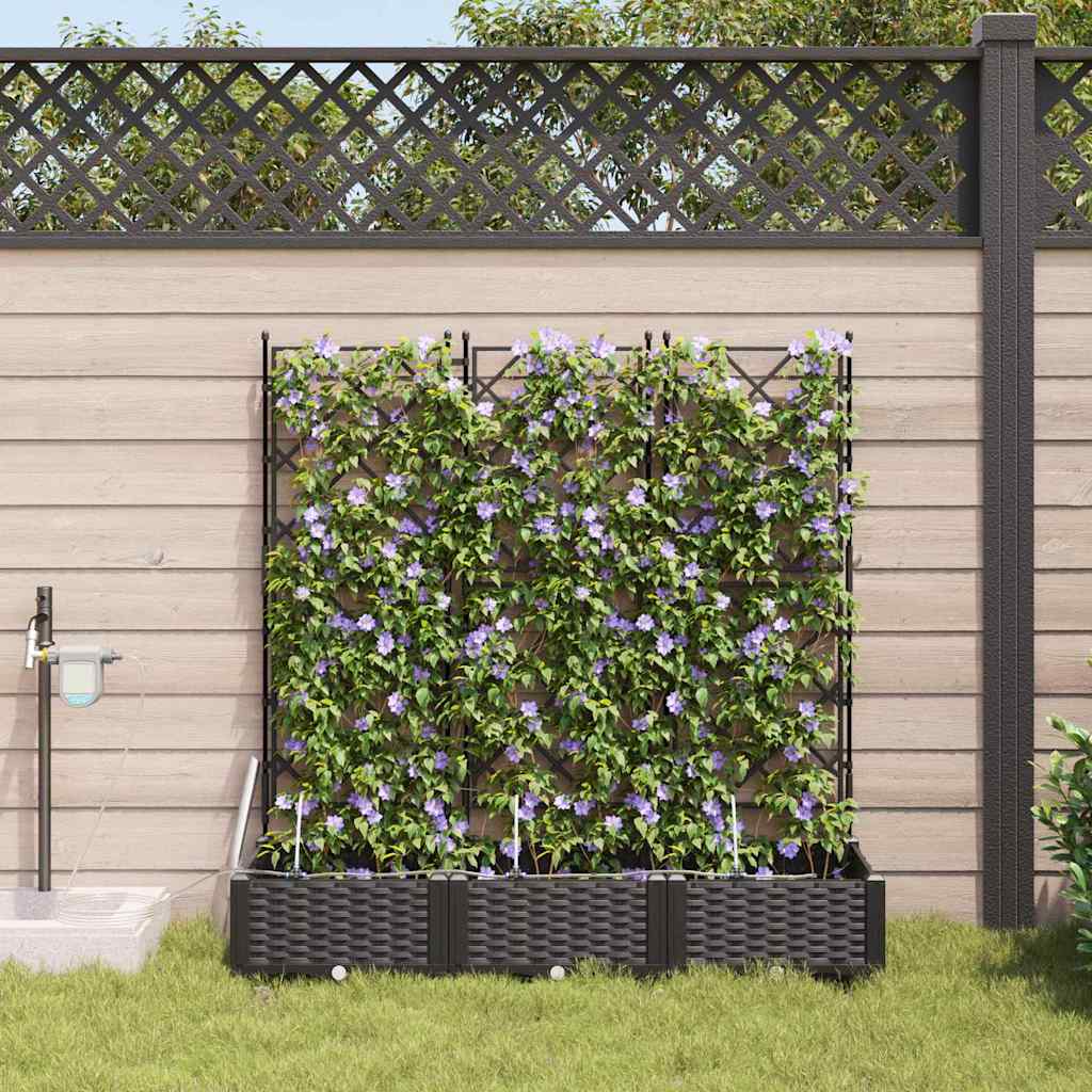 VidaXL pot de fleur de jardin 3 pcs acier noir