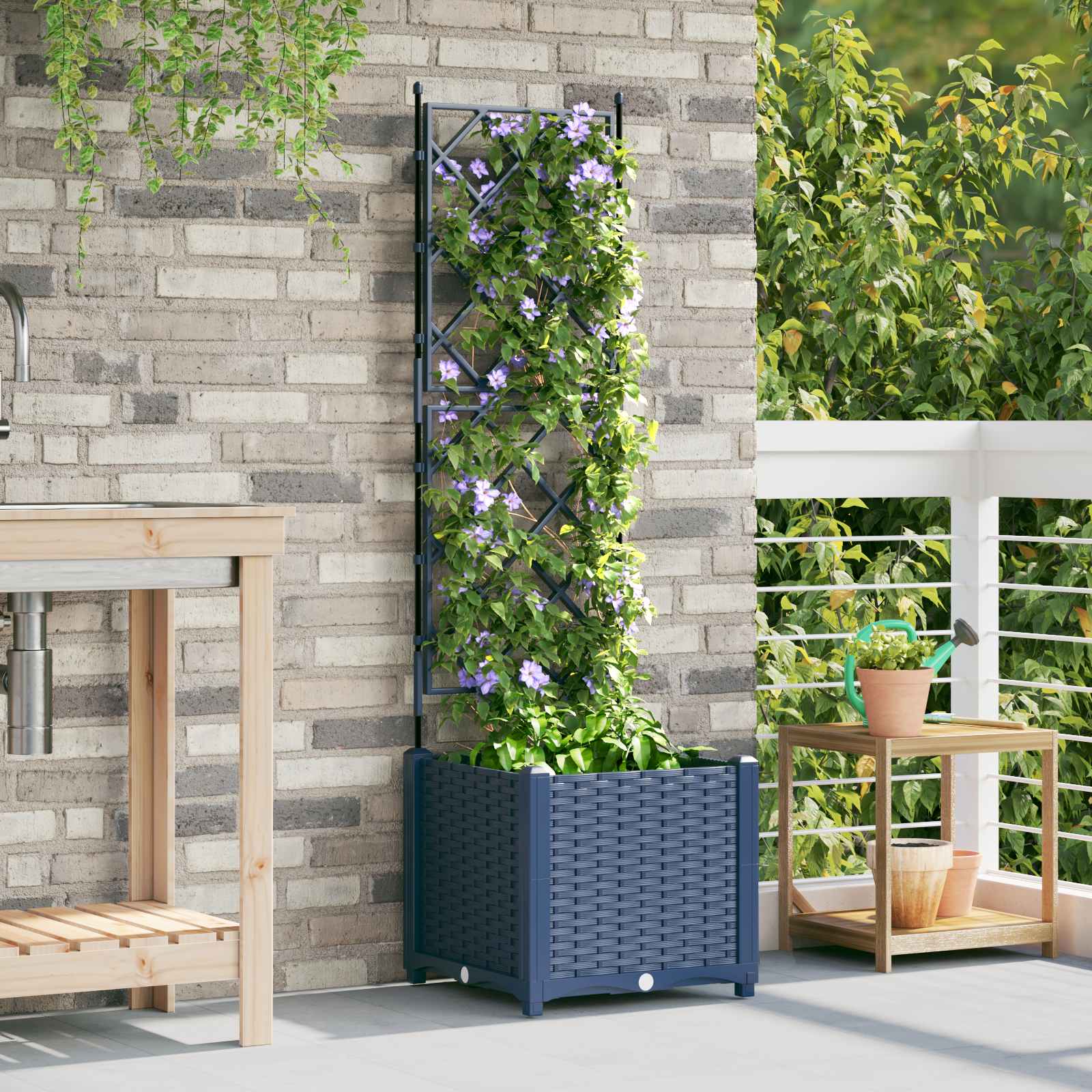 VidaXL pot de fleur de jardin gris 40 x 40 x 143 cm acier