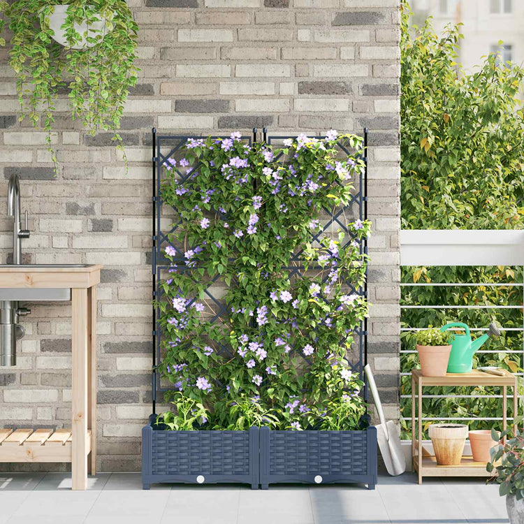 Vidaxxl pot de fleur de jardin 2 pcs gris 80 x 40 x 125,5 cm acier