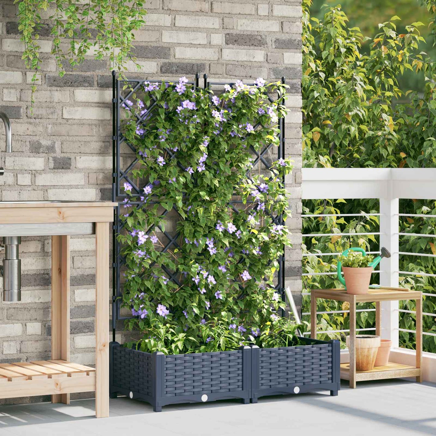 Vidaxxl pot de fleur de jardin 2 pcs gris 80 x 40 x 125,5 cm acier