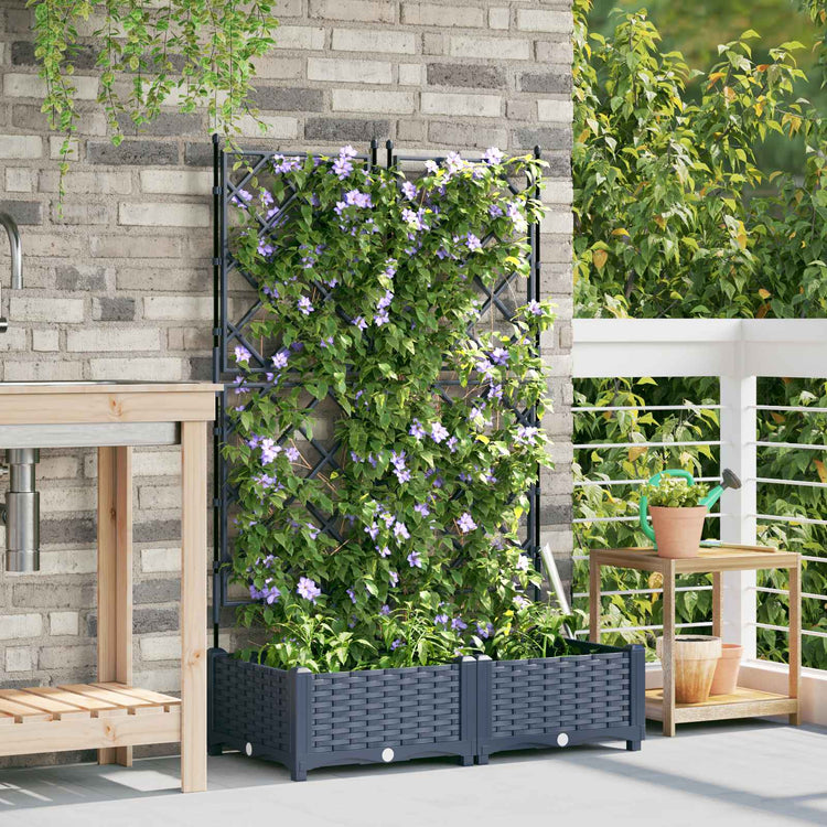 Vidaxxl pot de fleur de jardin 2 pcs gris 80 x 40 x 125,5 cm acier