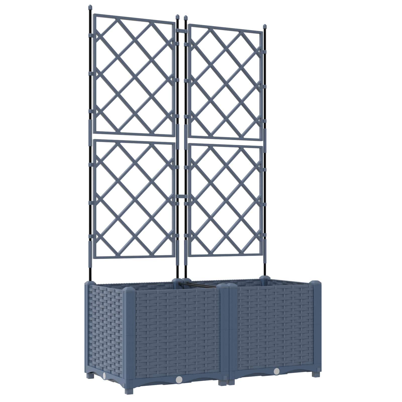 Vidaxxl pot de fleur de jardin 2 pcs gris 80 x 40 x 143 cm acier