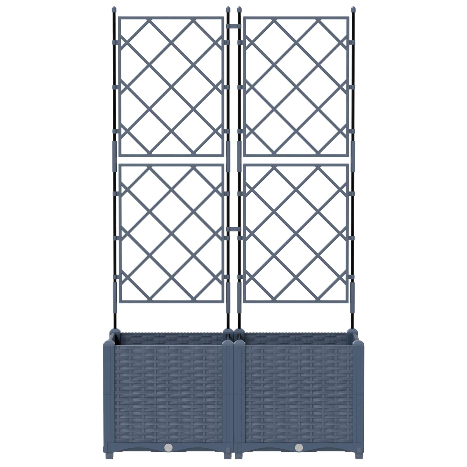 Vidaxxl pot de fleur de jardin 2 pcs gris 80 x 40 x 143 cm acier