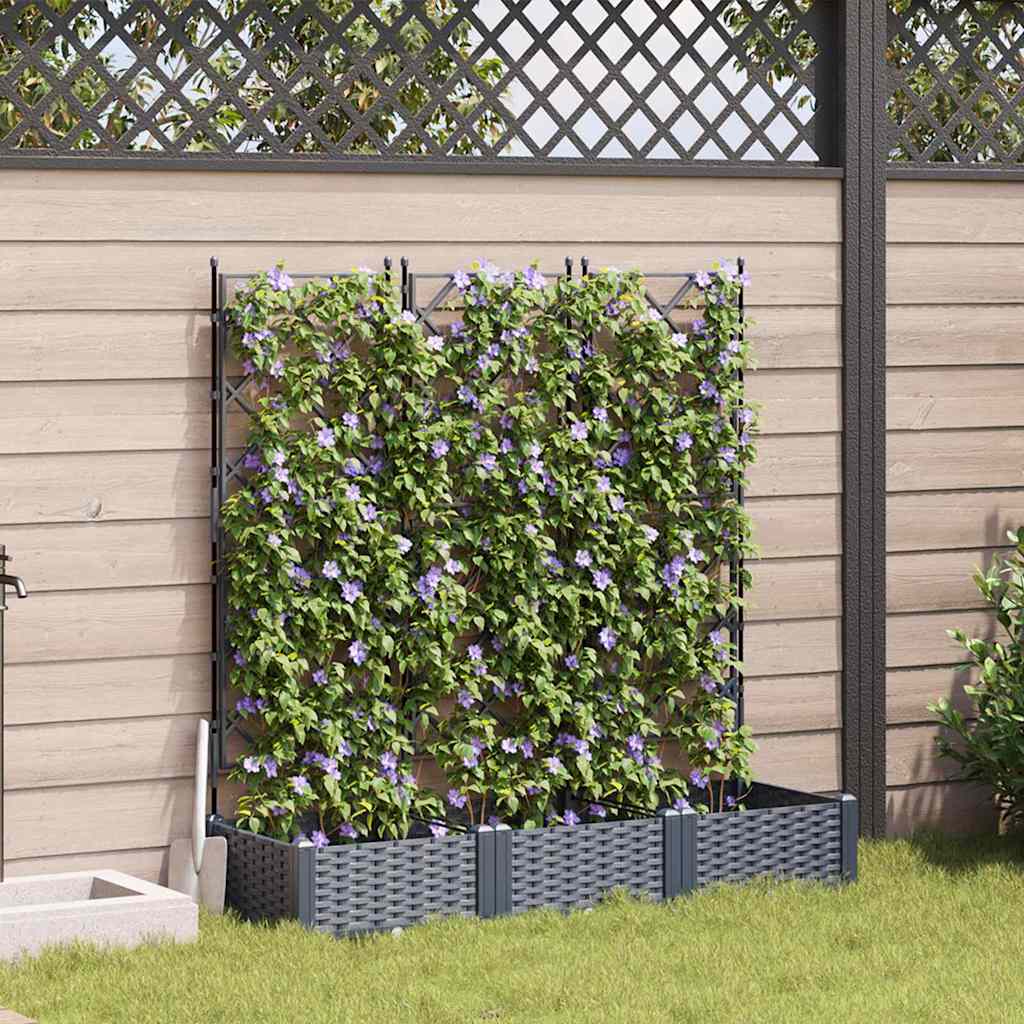 Vidaxxl pot de fleur de jardin 3 pcs gris 120 x 40 x 125,5 cm acier