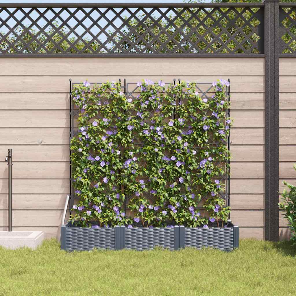 Vidaxxl pot de fleur de jardin 3 pcs gris 120 x 40 x 125,5 cm acier