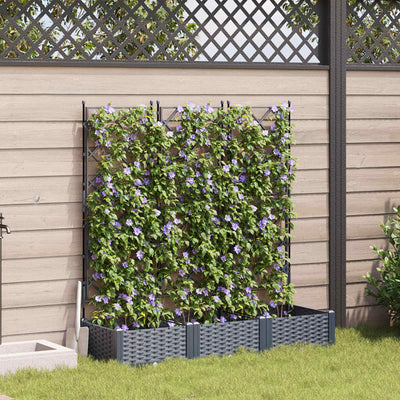Vidaxxl pot de fleur de jardin 3 pcs gris 120 x 40 x 125,5 cm acier