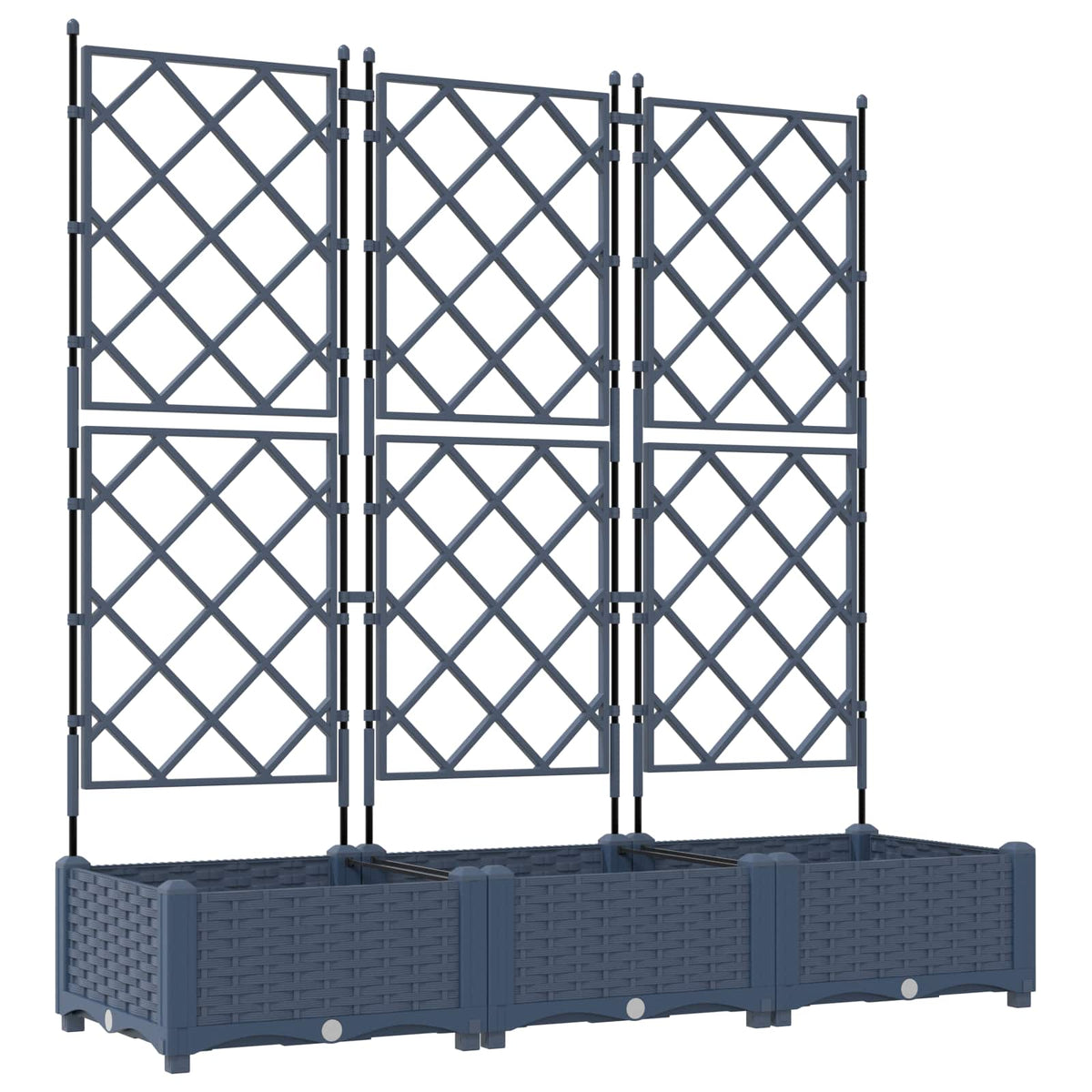 Vidaxxl pot de fleur de jardin 3 pcs gris 120 x 40 x 125,5 cm acier