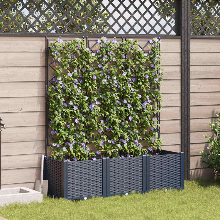 Vidaxxl pot de fleur de jardin 3 pcs gris 120 x 40 x 143 cm acier
